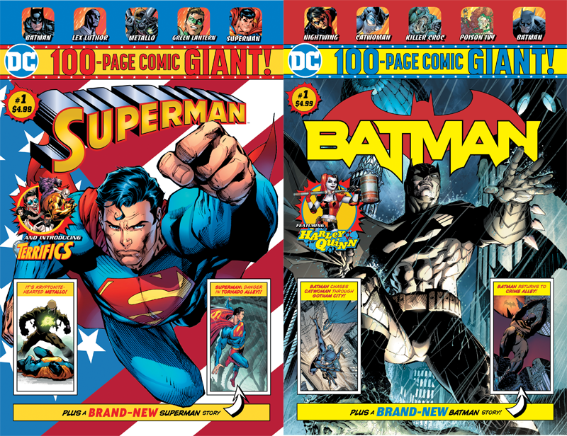 Covers for the comics that DC is selling at Walmart.